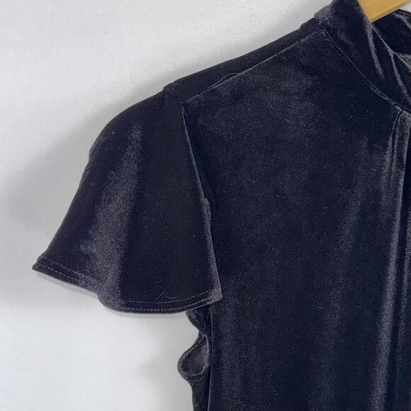 Mod Cloth Women's Shine With Me Velvet Jumpsuit XS Black Flutter Sleeve - Picture 7 of 16